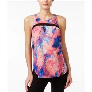 Ck calvin klein coral pink blue performance sports gym top Large size L